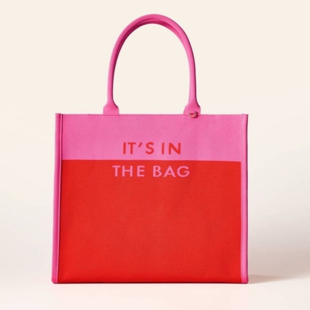 Kate Spade x Target Colorblock Pink Red Large Knit Tote Bag - Picture 5 of 10